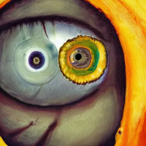 Prompt: closeup of eye with the earth inside pupil, wes anderson art