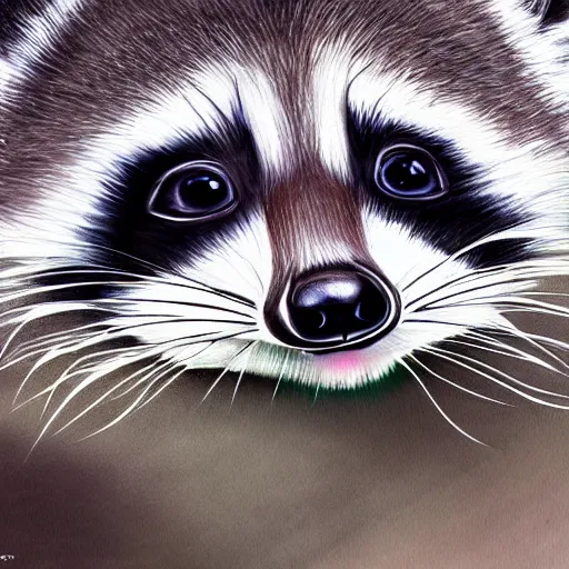 Prompt: cute fluffy baby raccoon detailed painting 4 k