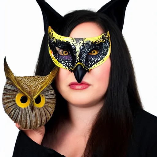 Image similar to witch with an owl mask