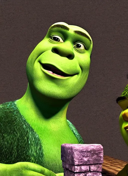 Prompt: Shrek funny face in gary's mod