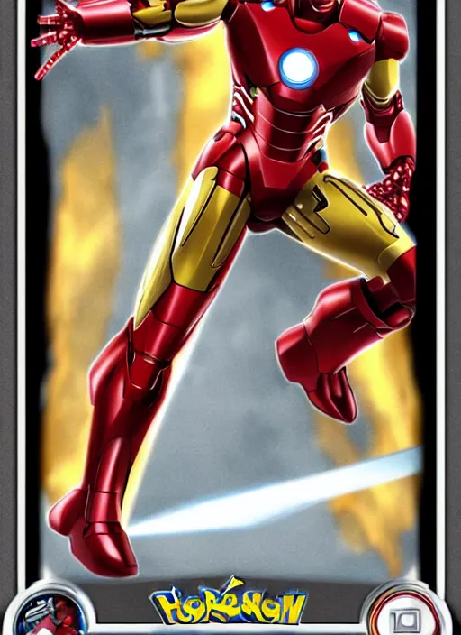 Prompt: iron man, pokemon card style