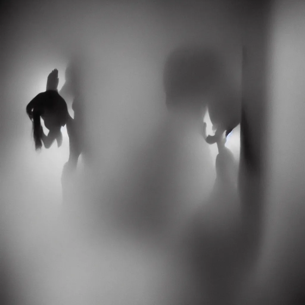 Prompt: locked in a room, too afraid to leave, i've angered my father, his friend wants to drown me, bad dreams, hazy memory, volumetric, dark black and white in the style of alvin schwartz, epic angles
