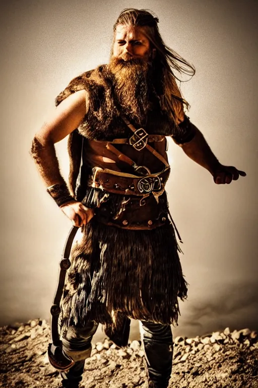 Image similar to old editorial vintage full body photo of ancient viking warrior with full beard on the complex big steam punk airboard with antigravity engine, extreme sports photography ,super high speed photogrphy, dynamic photography,symmetrical face, clean face, muscular body, high speed,dirt and grawel in air, lens flares, dust partiles in the air, dramatic lighting, intricate, highly detailed, centered, smooth, sharp focus, sports photography, old photo, black and white, sepia, cinematic lighting, cinematic angle, national geographic