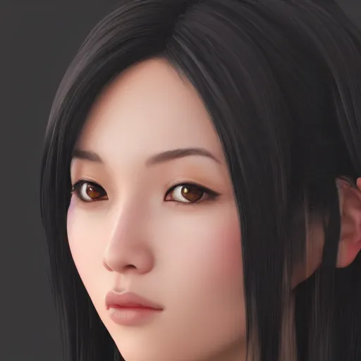 Image similar to the most beautiful asian woman in the world, in the style of julia razumova, happy expression, cute, unreal engine, octane rendering, 8 k, closeup headshot, smooth, trending on artstation, digital illustration, black hair