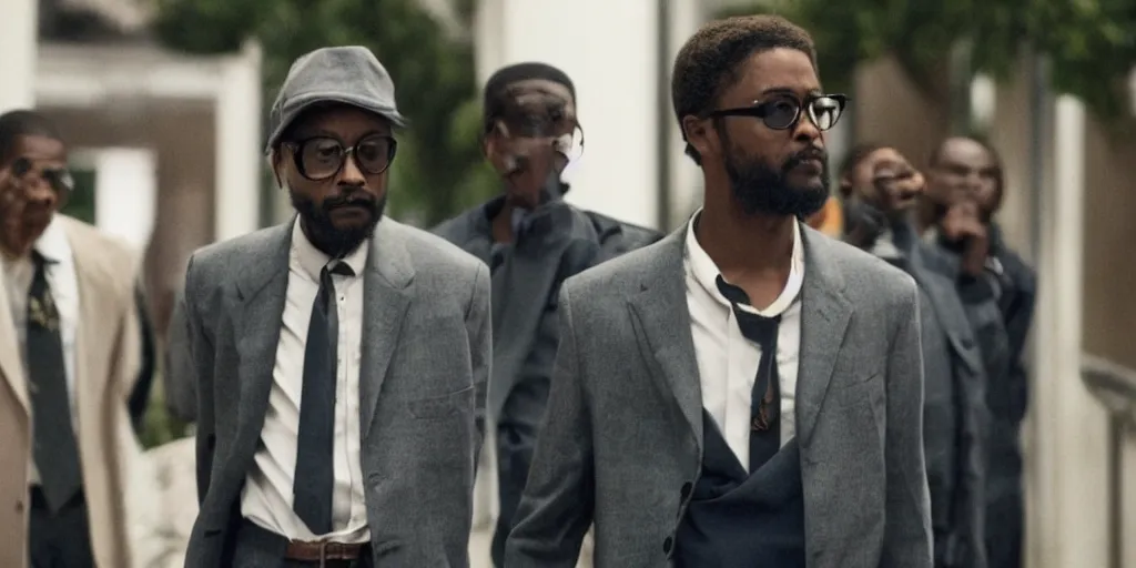 Prompt: Lakeith Stanfield as Malcom X in 'MALCOM' (2021), movie still frame