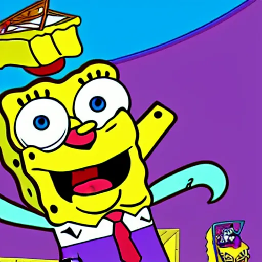 Prompt: spongebob, cartoon, tv still