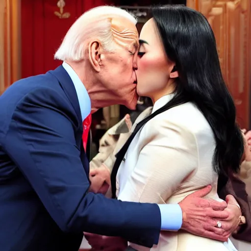 Image similar to Joe Biden Kissing Kim Jong Un