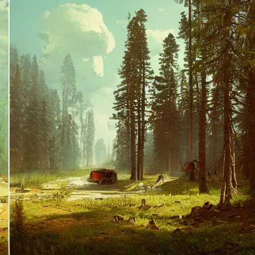 Prompt: a photo by ivan shishkin and zacharias aagaard and simon stalenhag