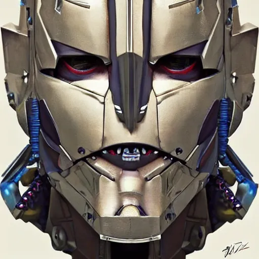 Prompt: a mecha version of a queen bust, with a nose ring piercing, tribal scarring, very symmetrical, highly detailed, by vitaly bulgarov, by joss nizzi, by ben procter, by steve jung, concept art, quintessa, metal gear solid, transformers cinematic universe, concept art world, pinterest, artstation, unreal engine