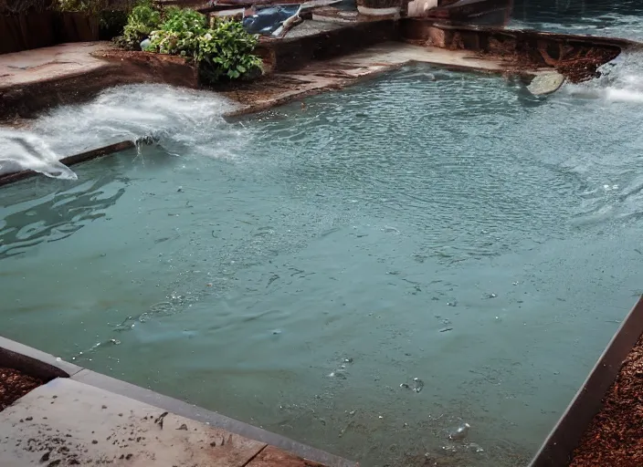 Image similar to pool filled with viscous brown slime, splash, dslr