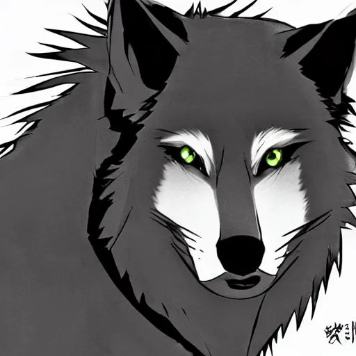 Image similar to key anime visual portrait of an anthropomorphic male wolf furry fursona, handsome eyes, official anime concept anime art