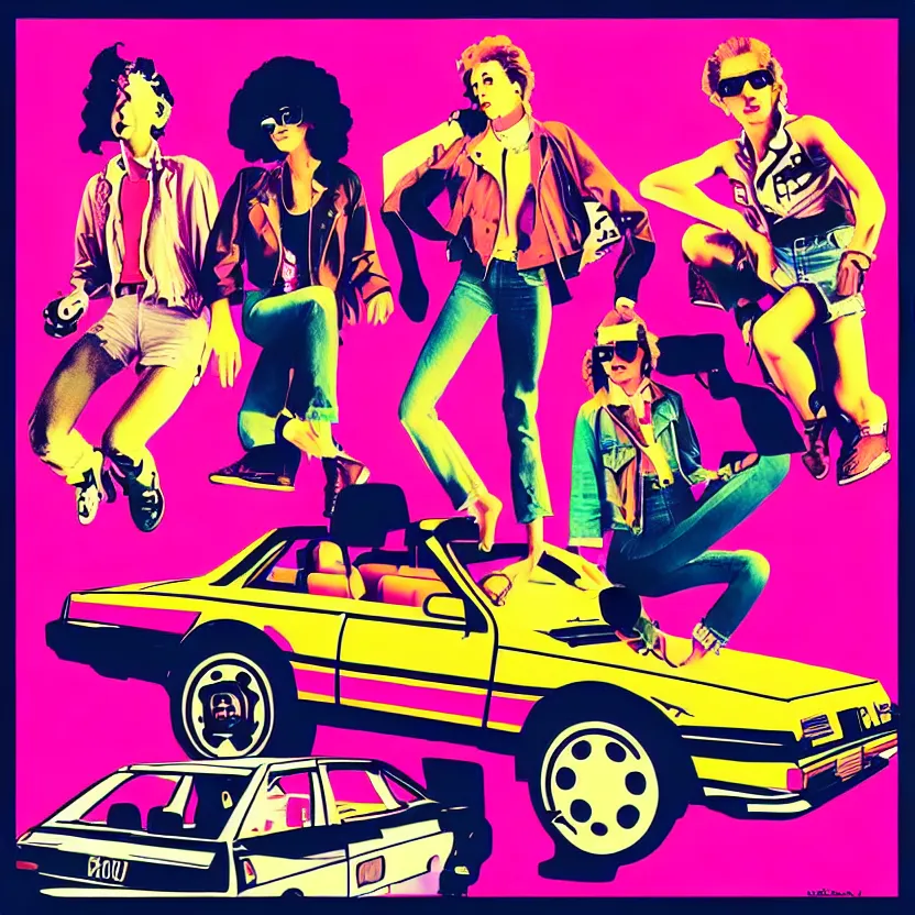 Prompt: “life in the 80s, digital art in the style of Mad Dog Jones”