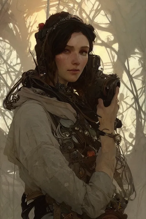 Image similar to A full portrait of a beautiful post apocalyptic Polish explorer, intricate, elegant, highly detailed, digital painting, artstation, concept art, smooth, sharp focus, illustration, art by Krenz Cushart and Artem Demura and alphonse mucha