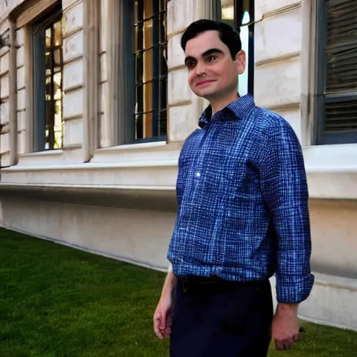 Prompt: ben shapiro wearing a fancy skirt, hd candid photography