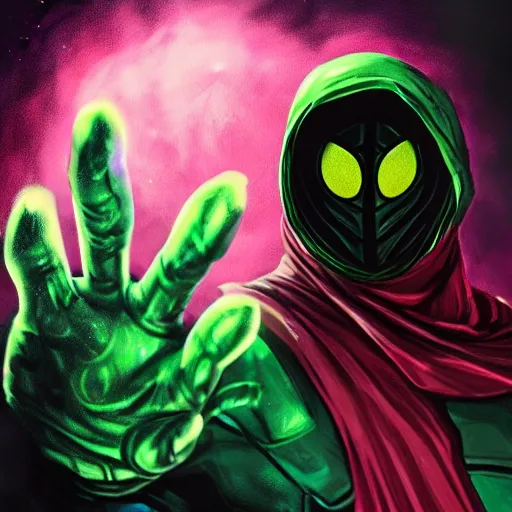 Image similar to Mysterio from Marvel, digital art, painting, trending on ArtStation, 8k, detalied, high quality,