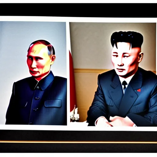 Image similar to 35mm photo of kim jong putin. intricate, highly detailed 8k, award winning photography