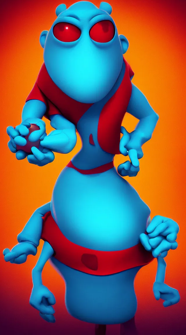 Image similar to a full studio shot of a virus as a pixar character against a dark cyan backdrop. character study.