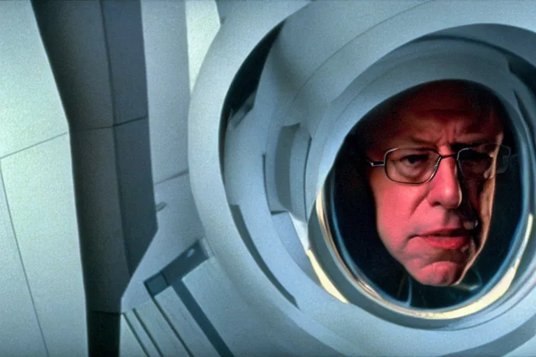 Image similar to movie screenshot of bernie sanders in 2001: A Space Odyssey (1968)