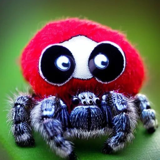 Prompt: very cute jumping spider beanie baby