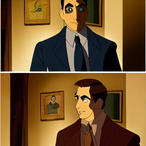 Image similar to steve carell in anastasia, don bluth animation, film still