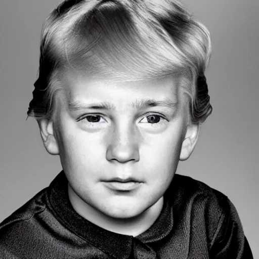 Prompt: a face portrait of donald trump at 6 years old. photography.