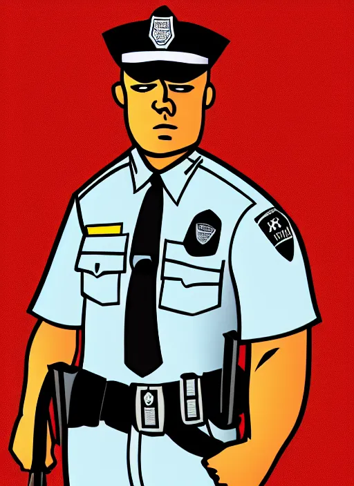 Image similar to police officer, strong, dominant, bulky, digital art