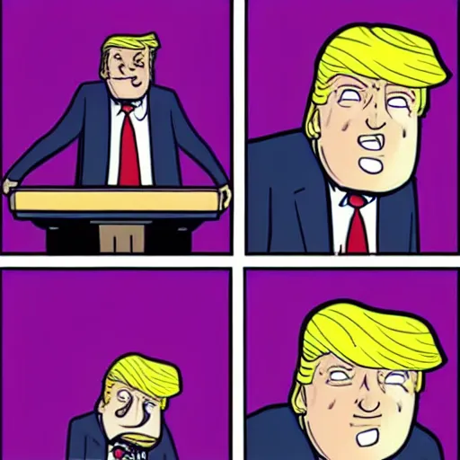 Image similar to cute, happy donald trump cartoon from a pixar movie