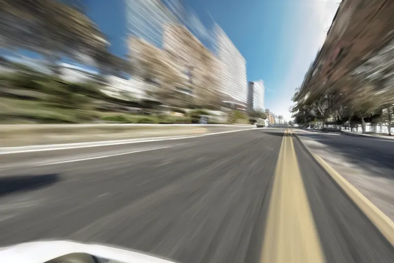 Image similar to a high-detailed picture from the inside of a driving autonomous car without people driving in a city, 8k, photo-realistic, published in a scientific journal