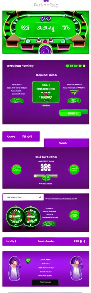 Image similar to purple and green slots casino interface, material design