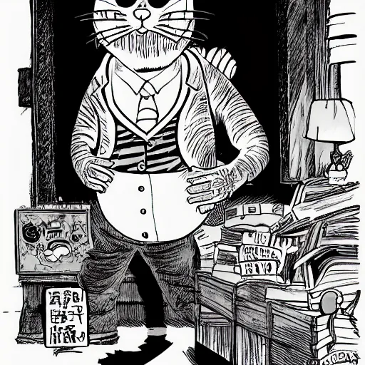 Image similar to garfield, by junji ito