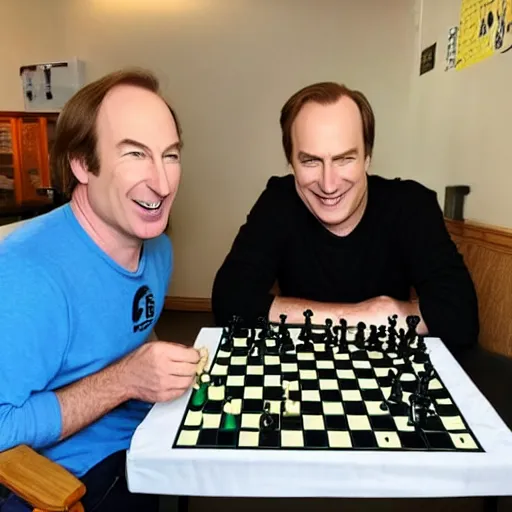 Prompt: bob odenkirk and a minion playing chess