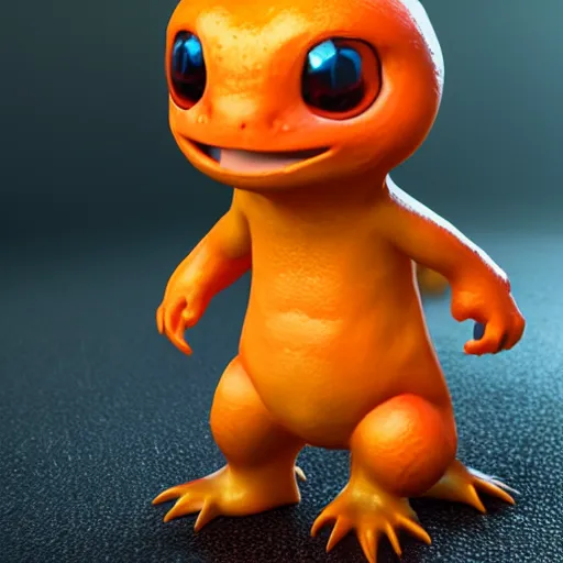 Image similar to charmander made of ice, concept art, octane render, unreal engine 5, highly detailed, high quality, 8 k, soft lighting, realistic face, path traced