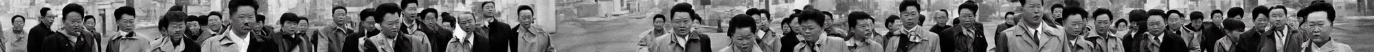 Image similar to kim jong - il walking in 1 9 6 0 s pyongyang, film noir thriller in the style of orson welles and andrei tarkovski