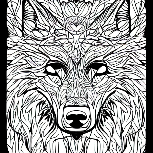Image similar to full-body sideways wolf template base, digital line-art, simple, coloring book style, black and white, high quality, HD, 8K