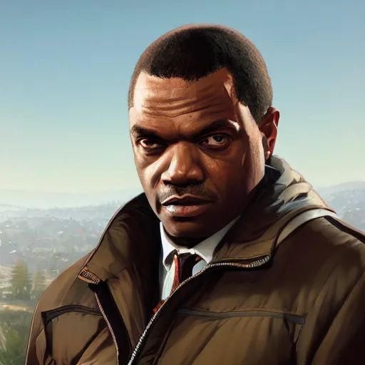 Prompt: portrait of franklin clinton from the game grand theft auto v,digital art,ultra realistic,ultra detailed,art by greg rutkowski,detailed face
