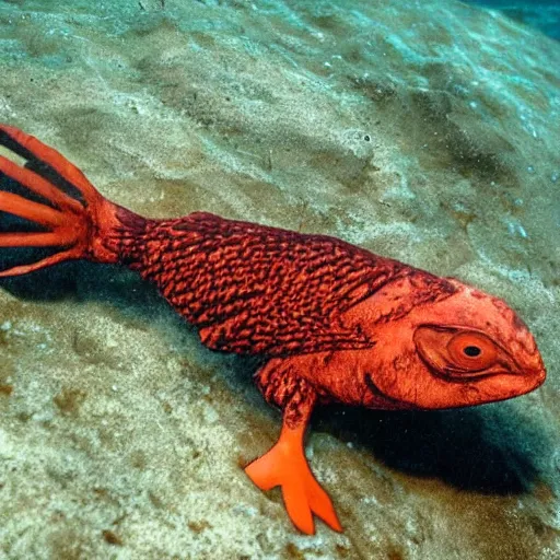 Image similar to photo of newly discovered mysterious deep sea chicken in the marianas trench