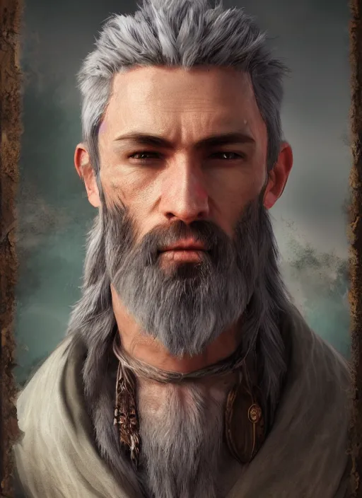 Prompt: A fantasy comic book style portrait painting of a male mystic druid, unreal 5, DAZ, hyperrealistic, octane render, RPG portrait, dynamic lighting