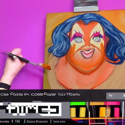 Image similar to twitch stream com _ poser doing a livestream, painting