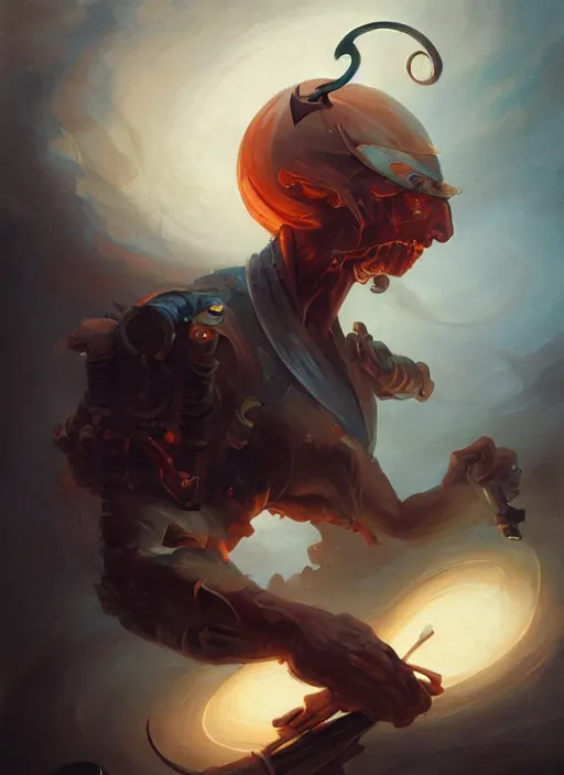 Image similar to close - up portrait of a male sailor with two peglegs and two hook hands, detailed dynamic light painting by peter mohrbacher