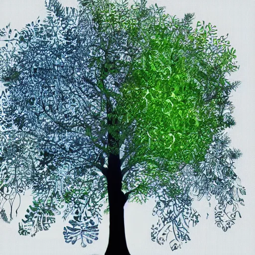 Image similar to tree of life showing various animal and plant species as leaves, digital art, highly detailed