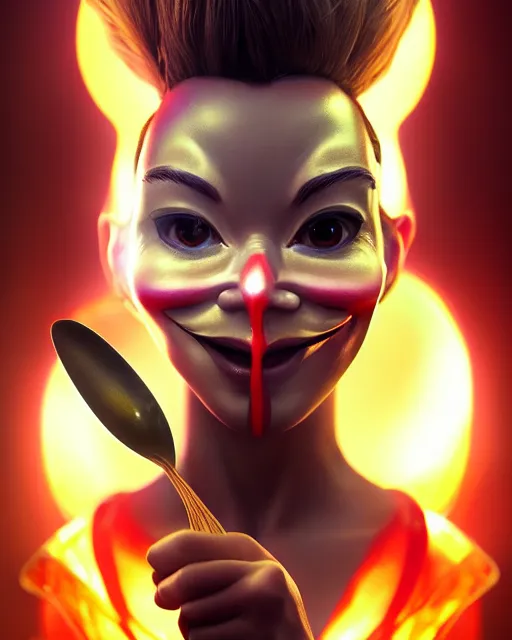 Prompt: movie still macro close photo of anonymous holding stirfry to face, by weta disney pixar greg rutkowski wlop ilya kuvshinov rossdraws artgerm octane render iridescent, bright morning, liosh, mucha