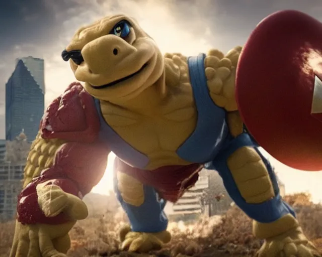 Image similar to a still of King Koopa in avengers(2012), cinematic shot