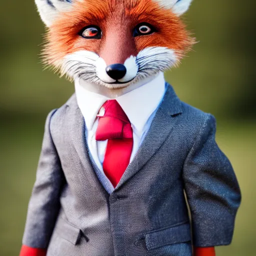 Image similar to a fox animal dressed in a suit in the style of a presidential campaign poster 8 5 mm f / 1. 4