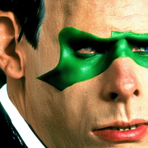 Prompt: Ben Stiller as the Riddler, photo from Batman Forever, detailed, 4k