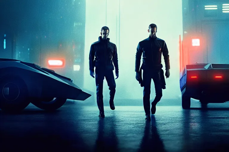 Image similar to film still of closeup beautiful futuristic police squad in blade runner 2 0 4 9, cinematic, moody, gritty neon noir by emmanuel lubezki