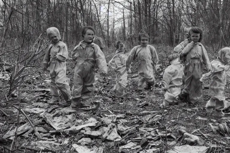 Prompt: photo of kids playing hide and seek in chernobyl, 4k