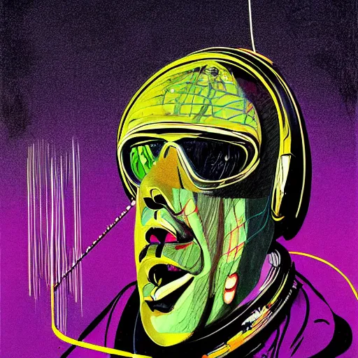 Image similar to graphic illustration, creative design, a magician astronaut, biopunk, francis bacon, highly detailed, hunter s thompson, concept art