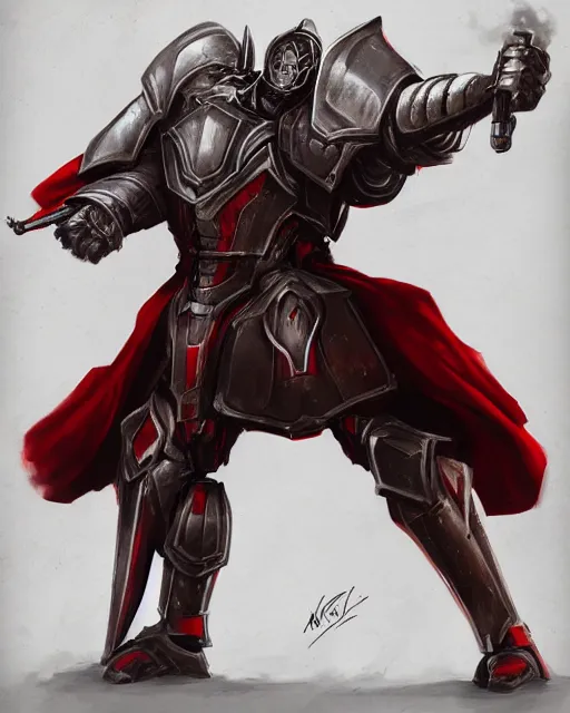 Image similar to knight armored in red, fantasy art, trending on artstation