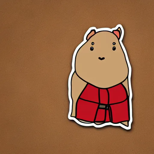 Image similar to a sticker illustration of a capybara wearing a sith robe