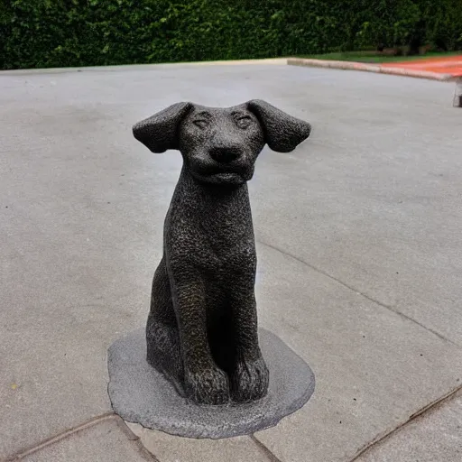 Prompt: statue of a dog made out of cheese